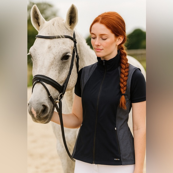 Kerrits Equestrian Vest Black Gray Horseback Riding Gear Equipment Large - Picture 1 of 8